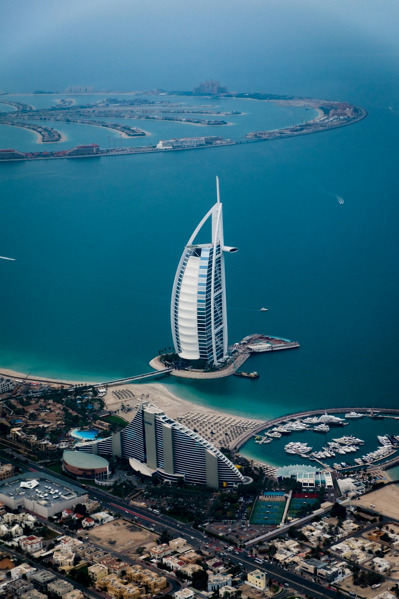 Burj Al Arab and Palm Jumeirah aerial view